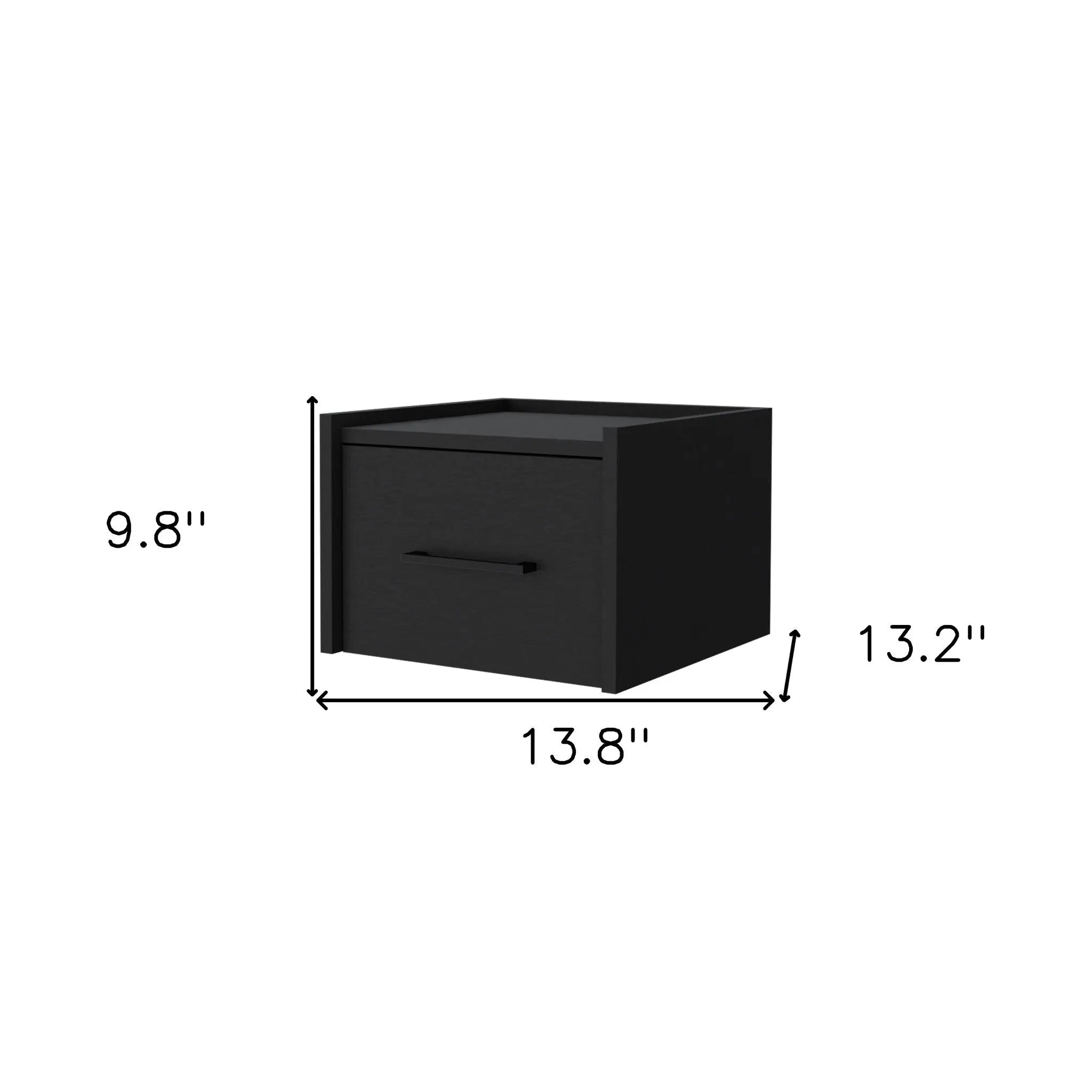 10" Black Wood One Drawer Floating Nightstand Homeroots Bed & Bath