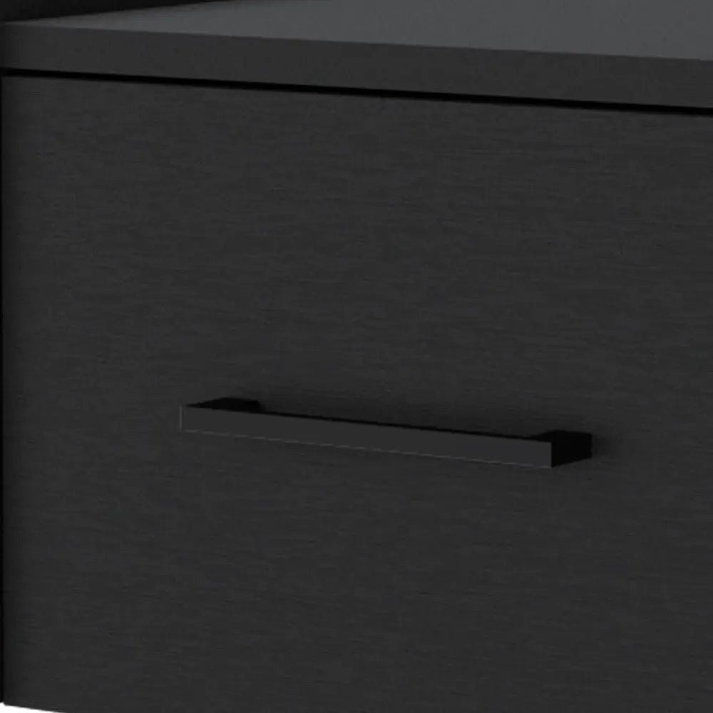 10" Black Wood One Drawer Floating Nightstand Homeroots Bed & Bath
