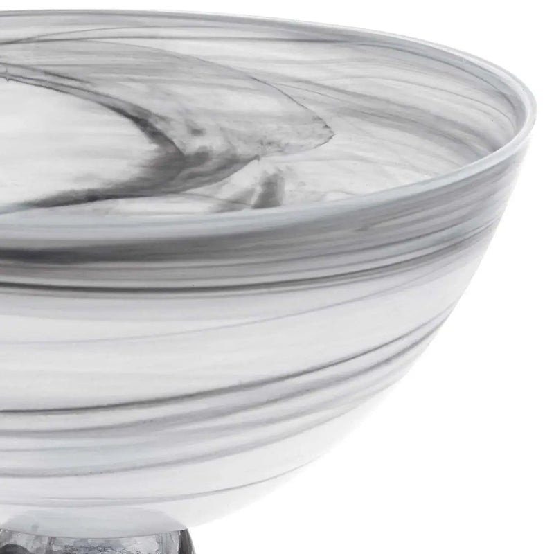 10" Black and Gray Swirl Mouth Blown Glass Footed Centerpiece Bowl Homeroots Kitchen & Dining