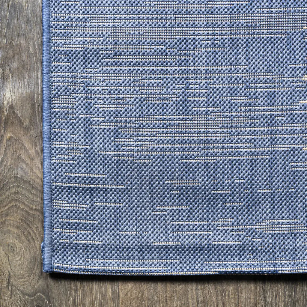 10' Blue And Beige Striped Indoor Outdoor Runner Rug Homeroots Outdoor