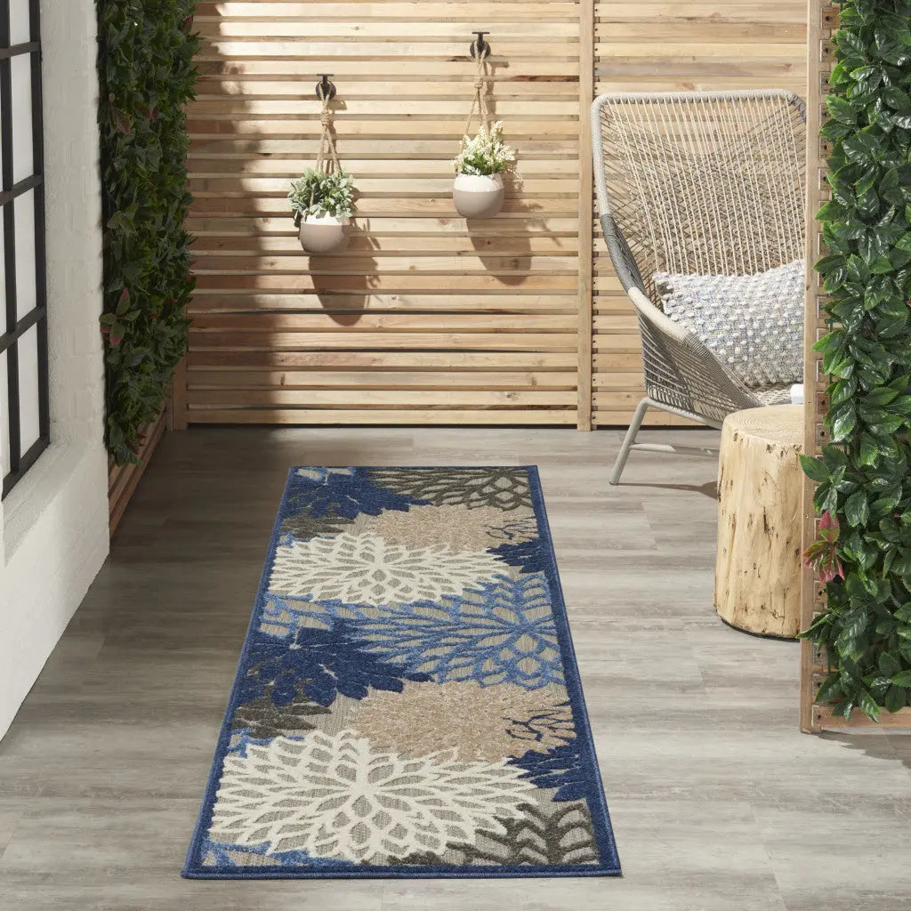 10' Blue And Gray Indoor Outdoor Area Rug - GreatEagleInc