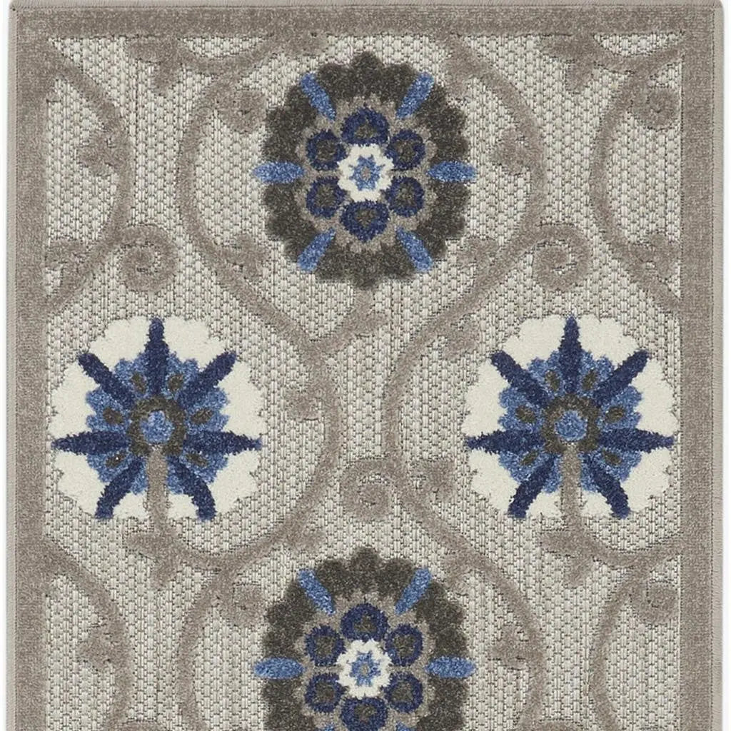 10' Blue And Gray Indoor Outdoor Area Rug - GreatEagleInc