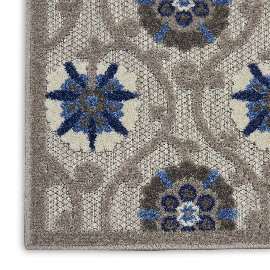 10' Blue And Gray Indoor Outdoor Area Rug - GreatEagleInc