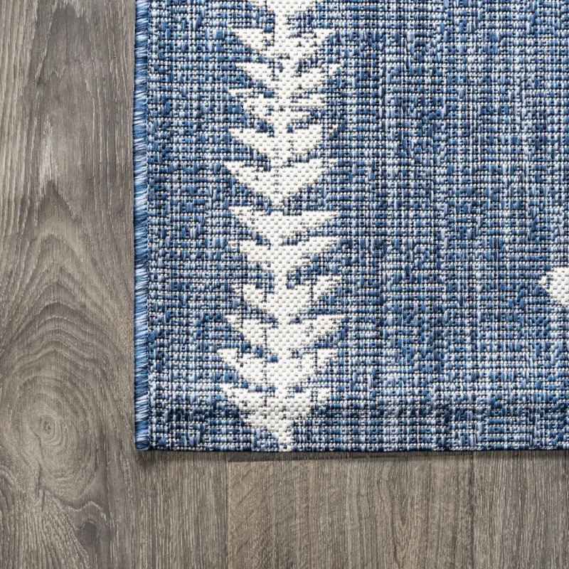 10' Blue And Ivory Trellis Indoor Outdoor Runner Rug Homeroots Outdoor
