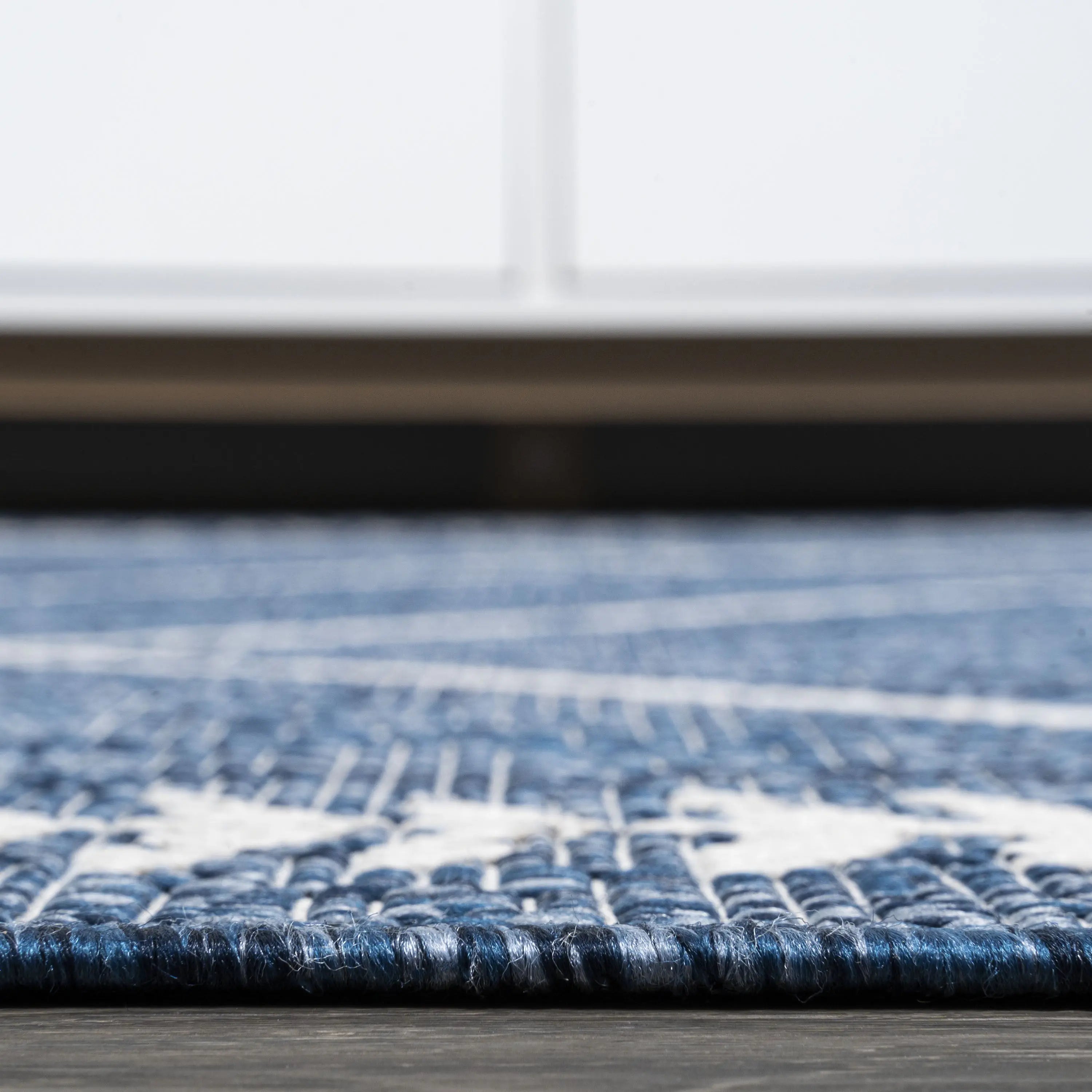 10' Blue And Ivory Trellis Indoor Outdoor Runner Rug Homeroots Outdoor