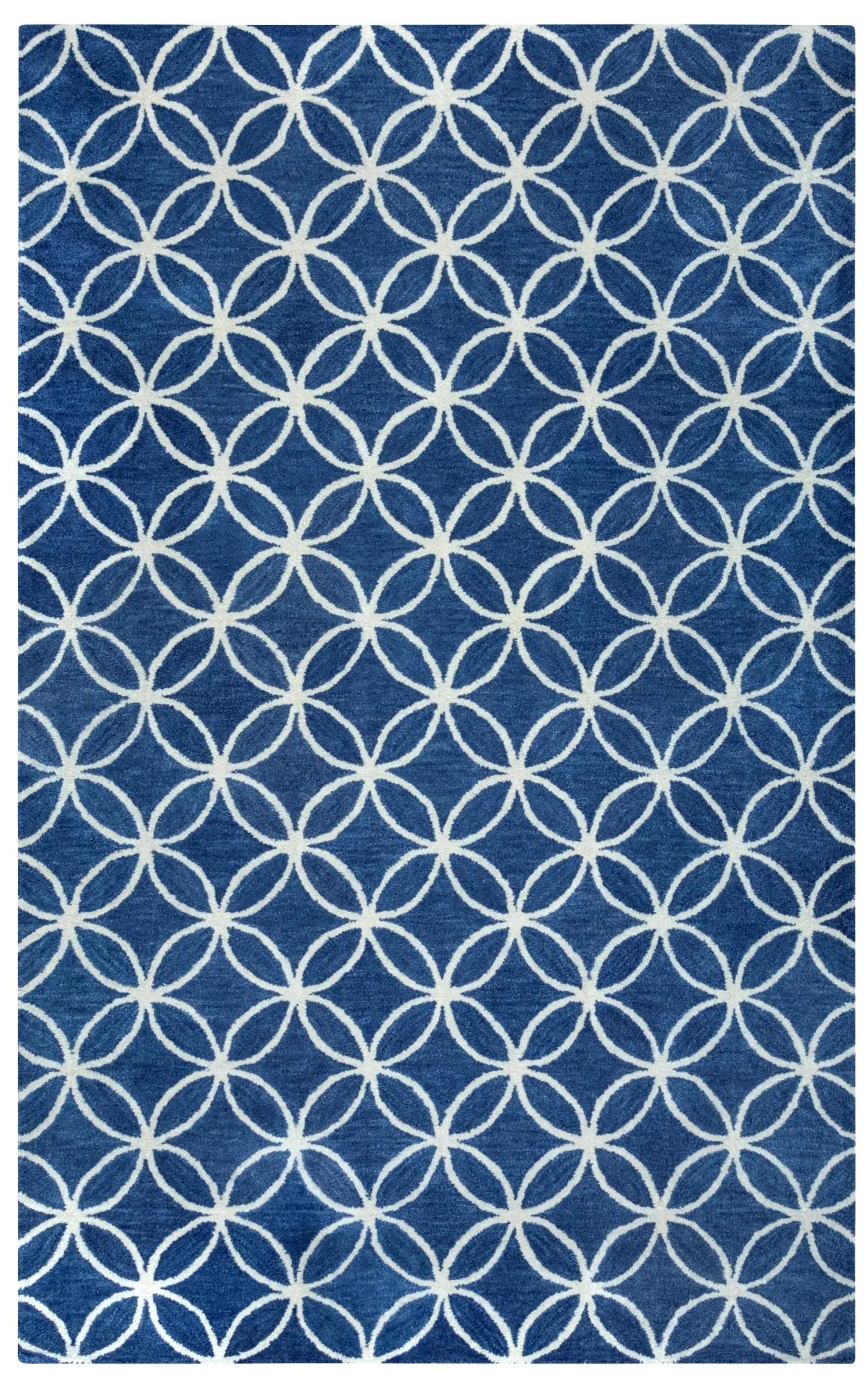 10' Blue And Ivory Wool Geometric Hand Tufted Round Rug Homeroots Home Decor