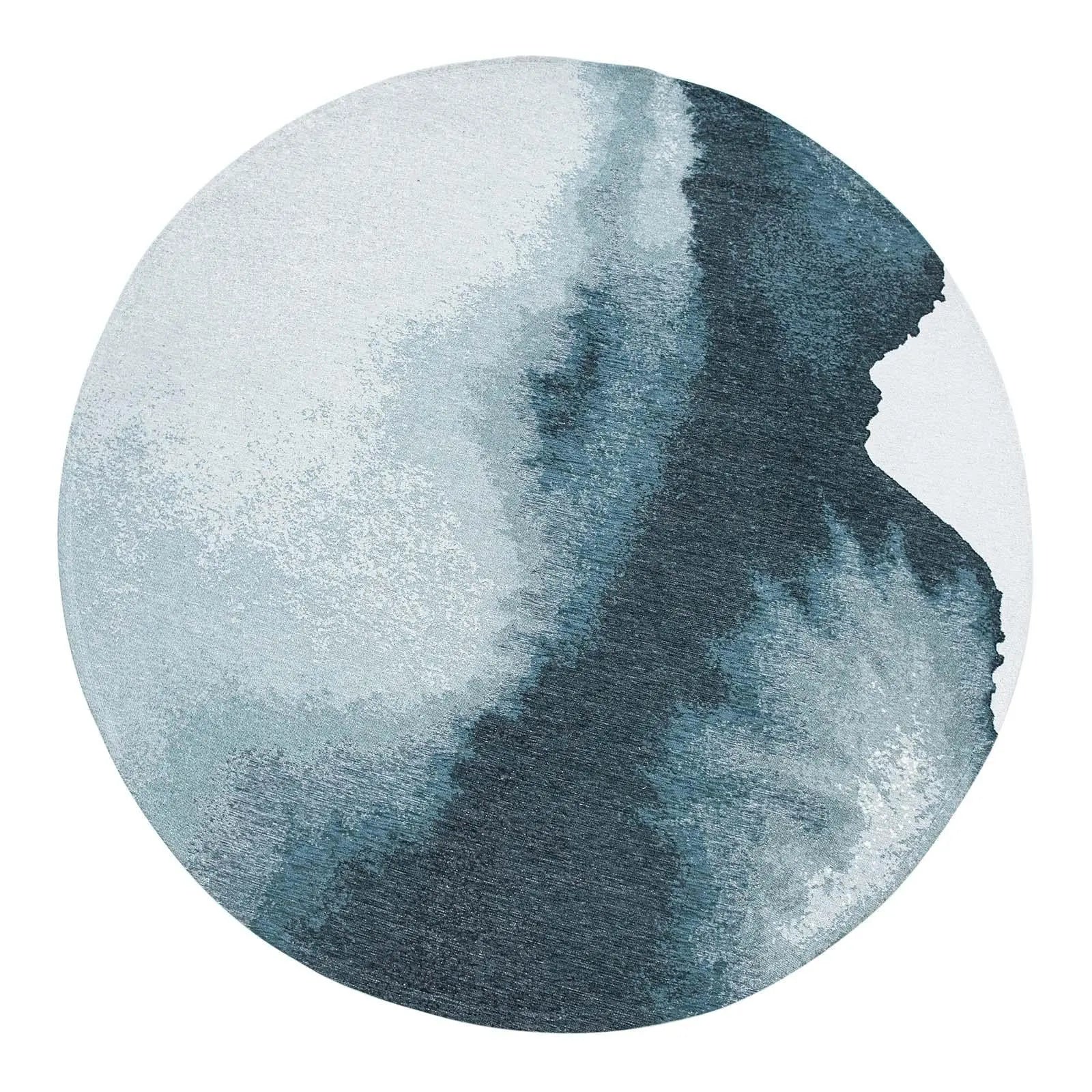 10' Blue And White Abstract Washable Round Rug With UV Protection Homeroots Home Decor