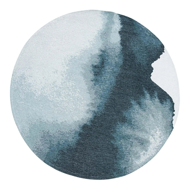 10' Blue And White Abstract Washable Round Rug With UV Protection Homeroots Home Decor