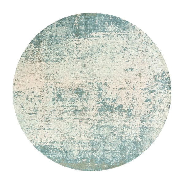 10' Blue And White Abstract Washable Round Rug With UV Protection Homeroots Home Decor