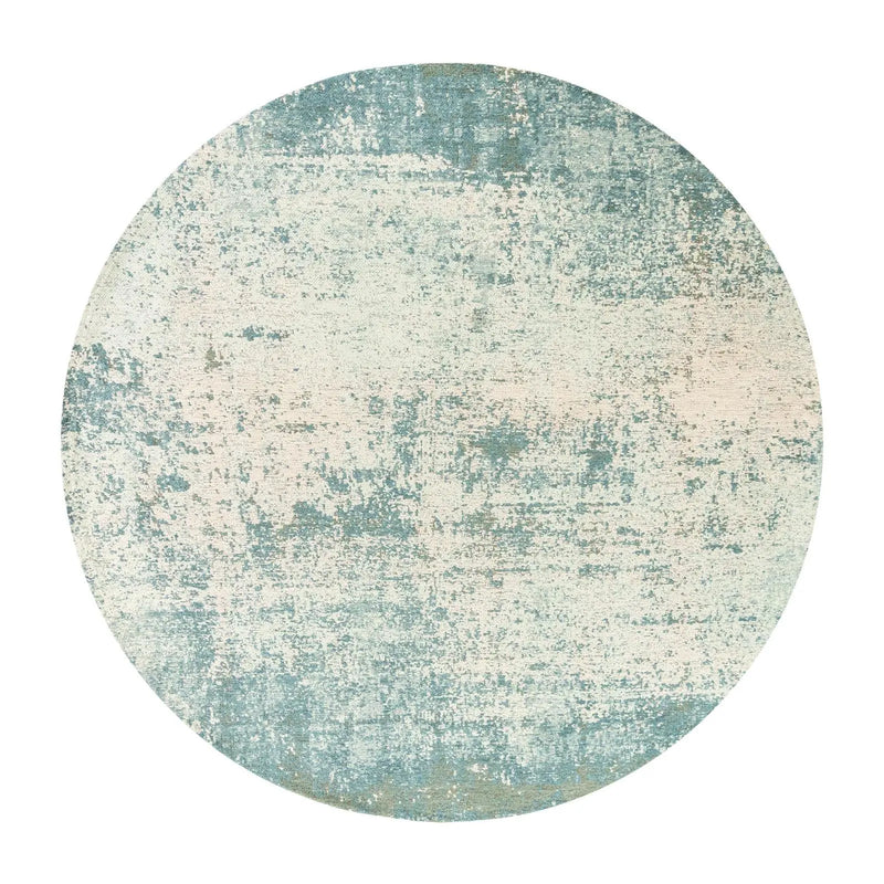 10' Blue And White Abstract Washable Round Rug With UV Protection Homeroots Home Decor