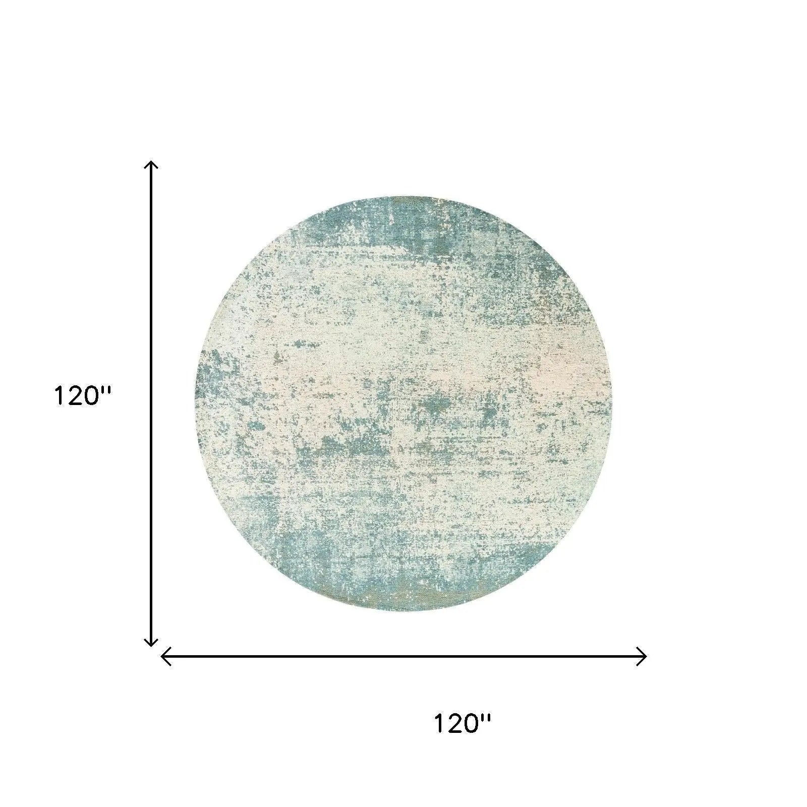 10' Blue And White Abstract Washable Round Rug With UV Protection Homeroots Home Decor