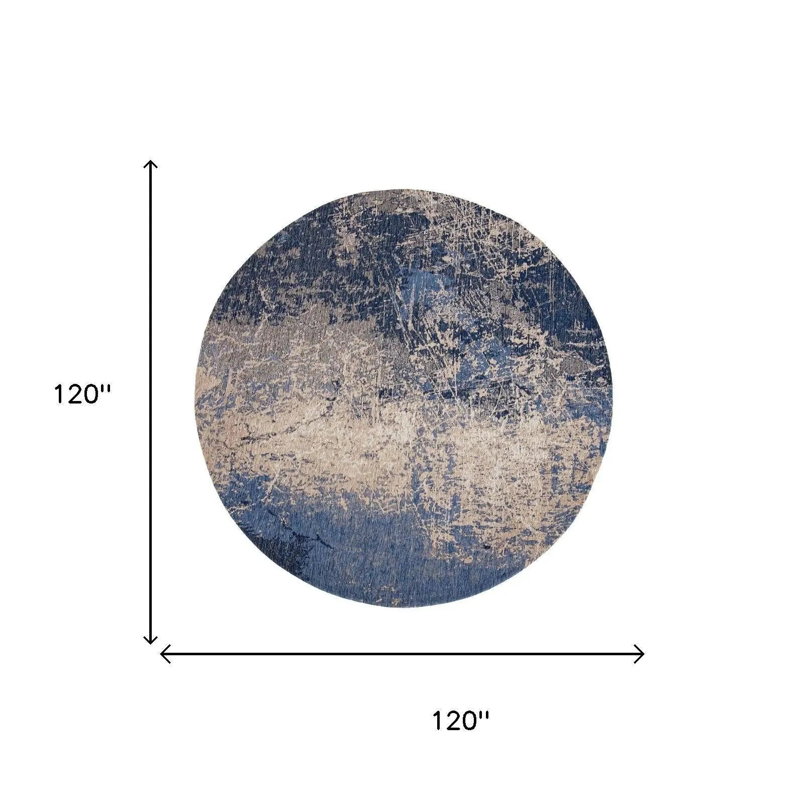 10' Blue And White Abstract Washable Round Rug With UV Protection Homeroots Home Decor