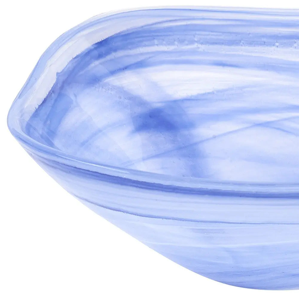 10" Blue And White Alabaster Glass Square Salad Bowl Homeroots Kitchen & Dining