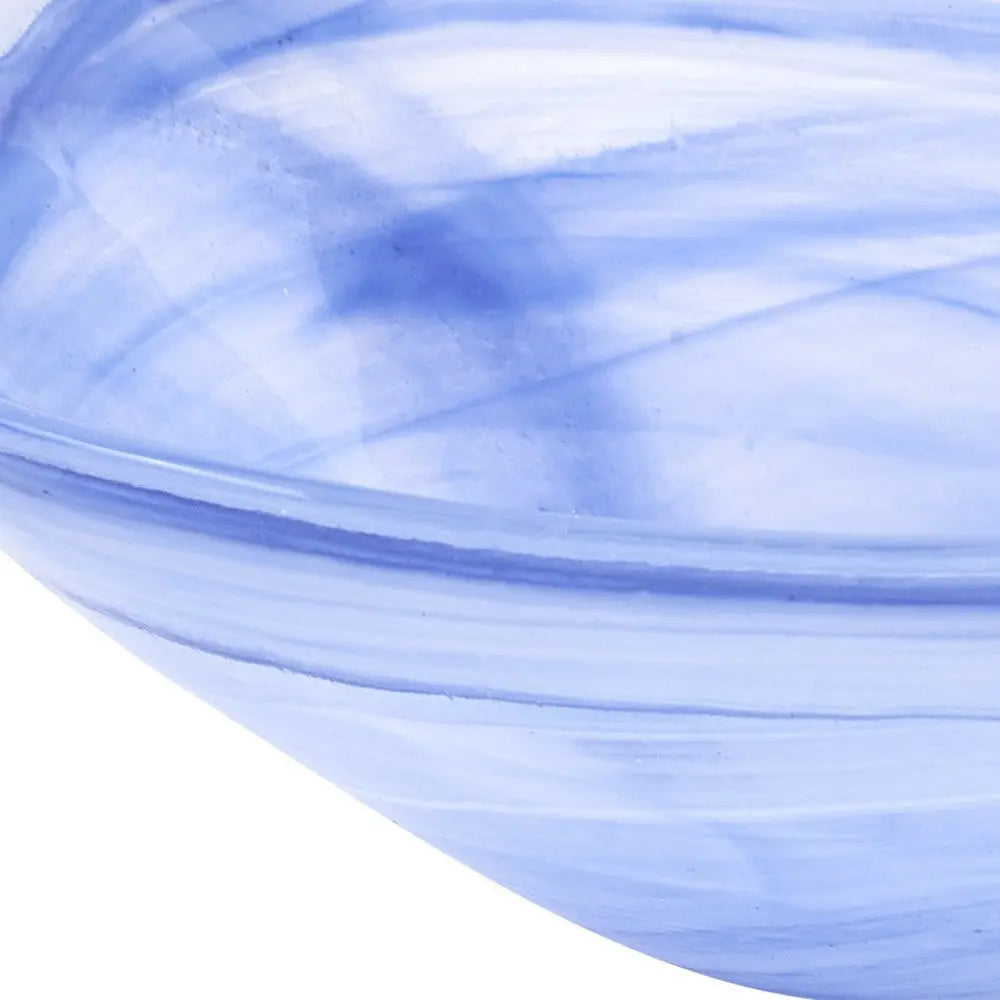 10" Blue And White Alabaster Glass Square Salad Bowl Homeroots Kitchen & Dining