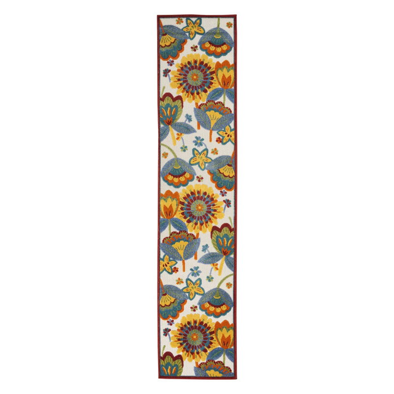 10' Blue And Yellow Indoor Outdoor Runner Rug - GreatEagleInc