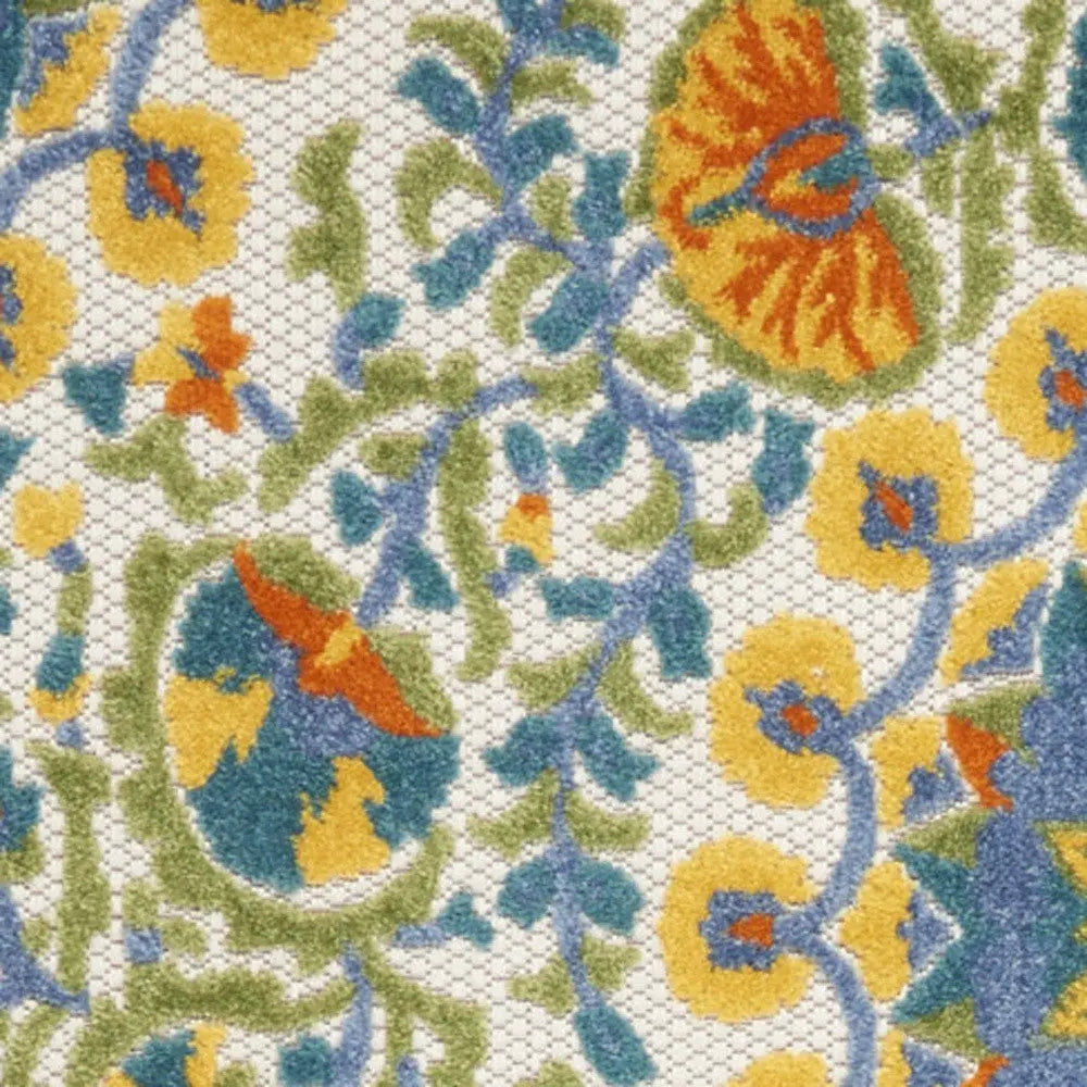 10' Blue And Yellow Indoor Outdoor Runner Rug Homeroots Outdoor