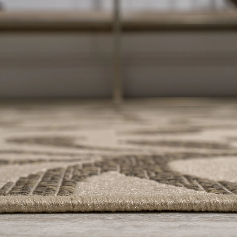 10' Brown And Beige Floral Indoor Outdoor Runner Rug Homeroots Outdoor