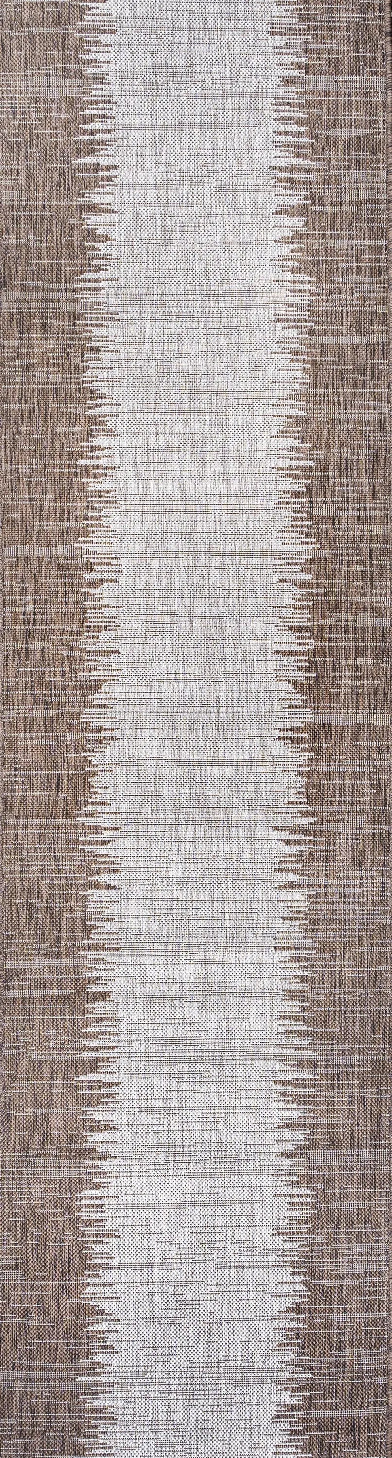 10' Brown And Beige Striped Indoor Outdoor Runner Rug Homeroots Outdoor