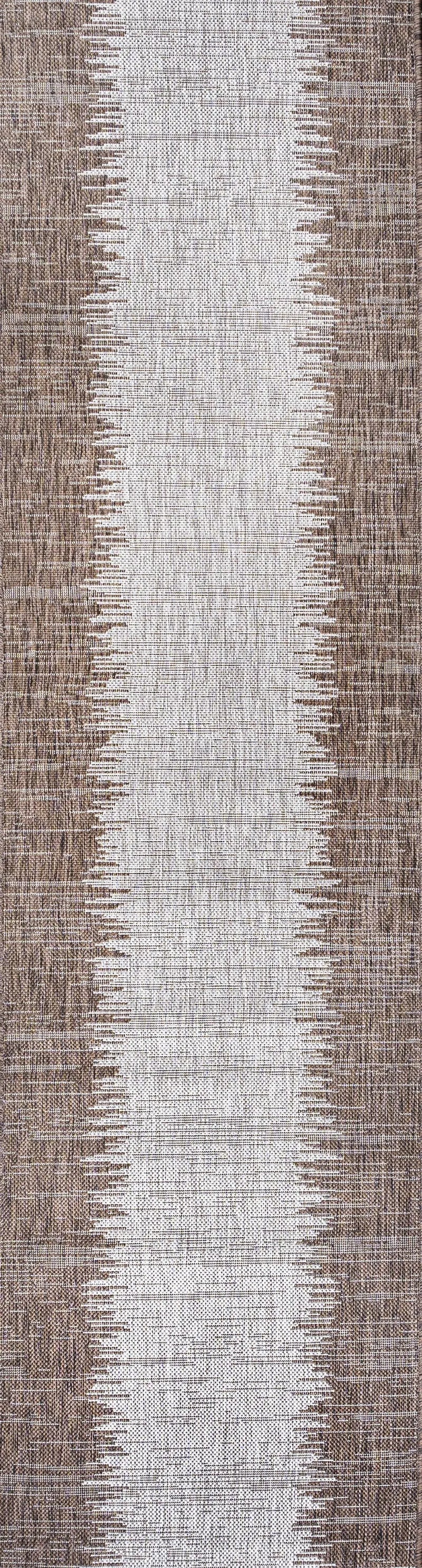 10' Brown And Beige Striped Indoor Outdoor Runner Rug Homeroots Outdoor
