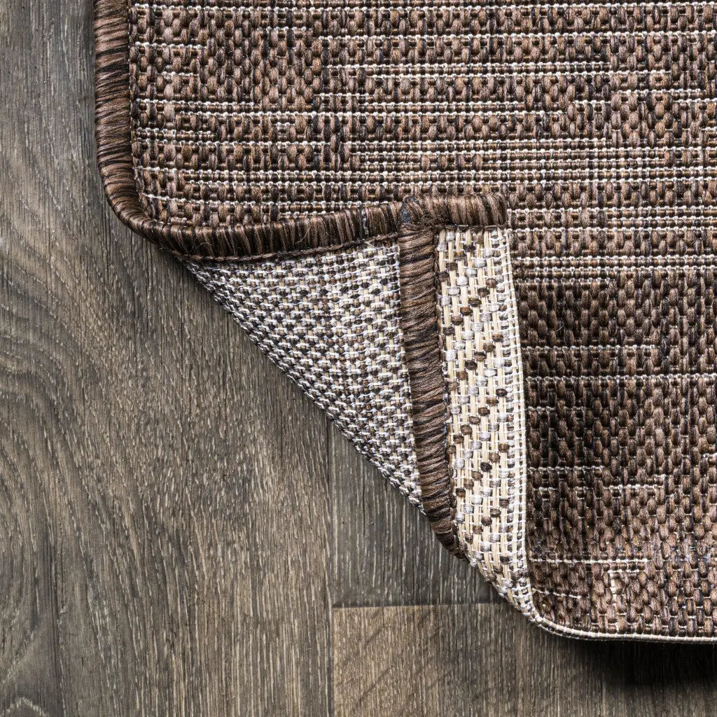 10' Brown And Beige Striped Indoor Outdoor Runner Rug Homeroots Outdoor