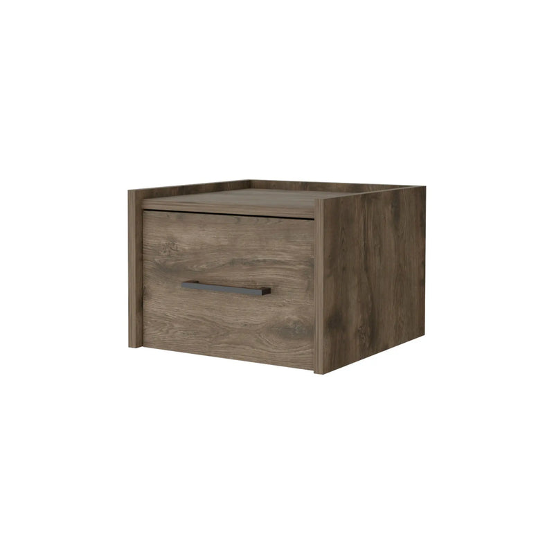 10" Brown Wood One Drawer Floating Nightstand Homeroots Bed & Bath