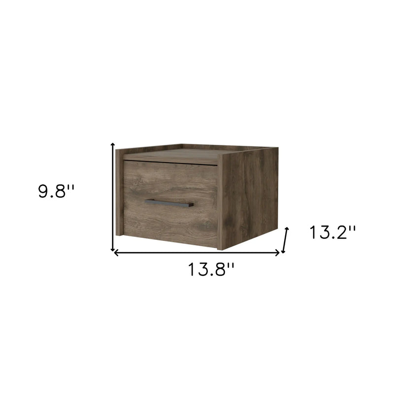 10" Brown Wood One Drawer Floating Nightstand Homeroots Bed & Bath