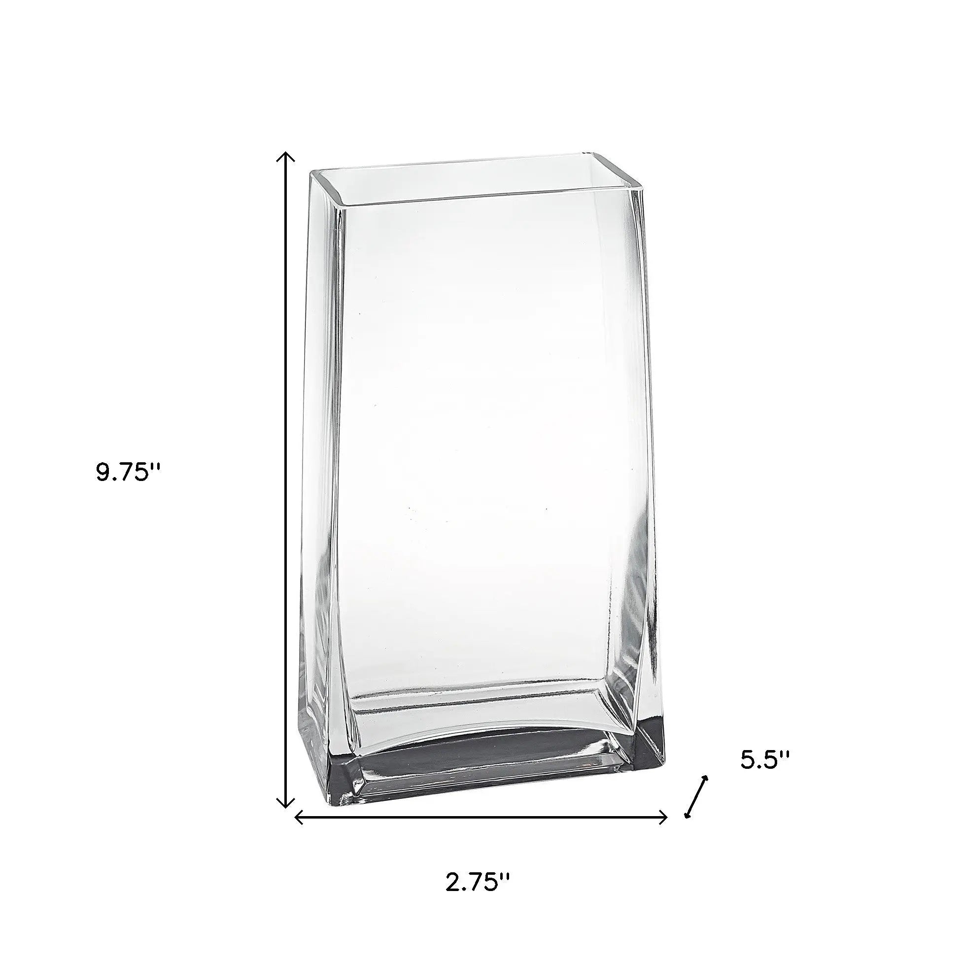 10" Clear Crystal Glass Rectangular Table Vase Homeroots Home Decor