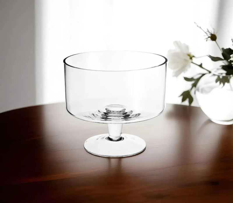 10" Clear Mouth Blown Crystal Round Trifle Bowl Homeroots Kitchen & Dining