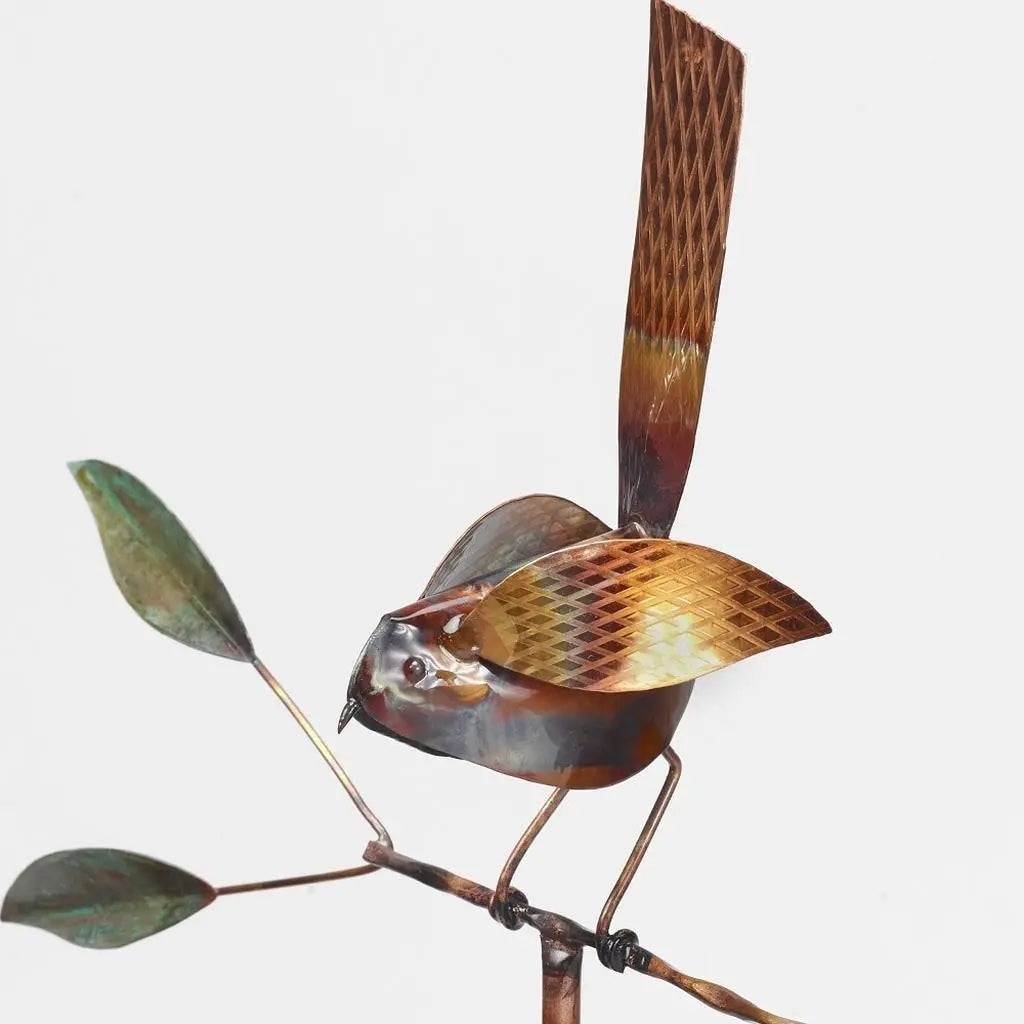 10" Copper  Birds Garden Stake Homeroots Outdoor