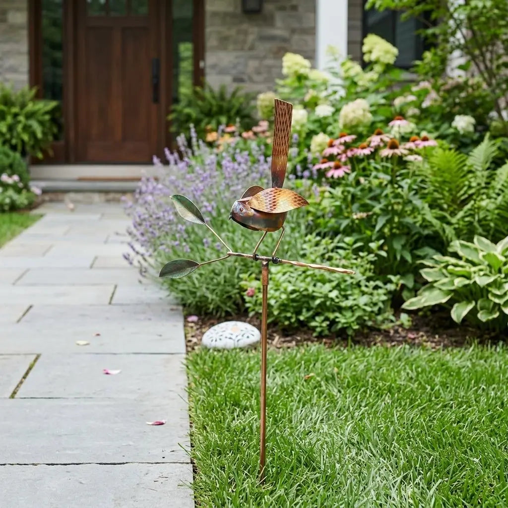 10" Copper  Birds Garden Stake Homeroots Outdoor