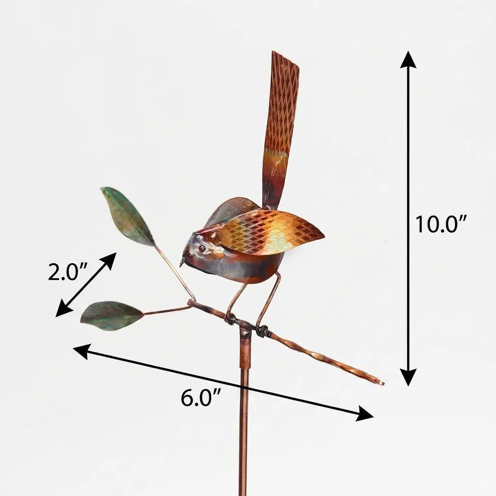 10" Copper  Birds Garden Stake Homeroots Outdoor
