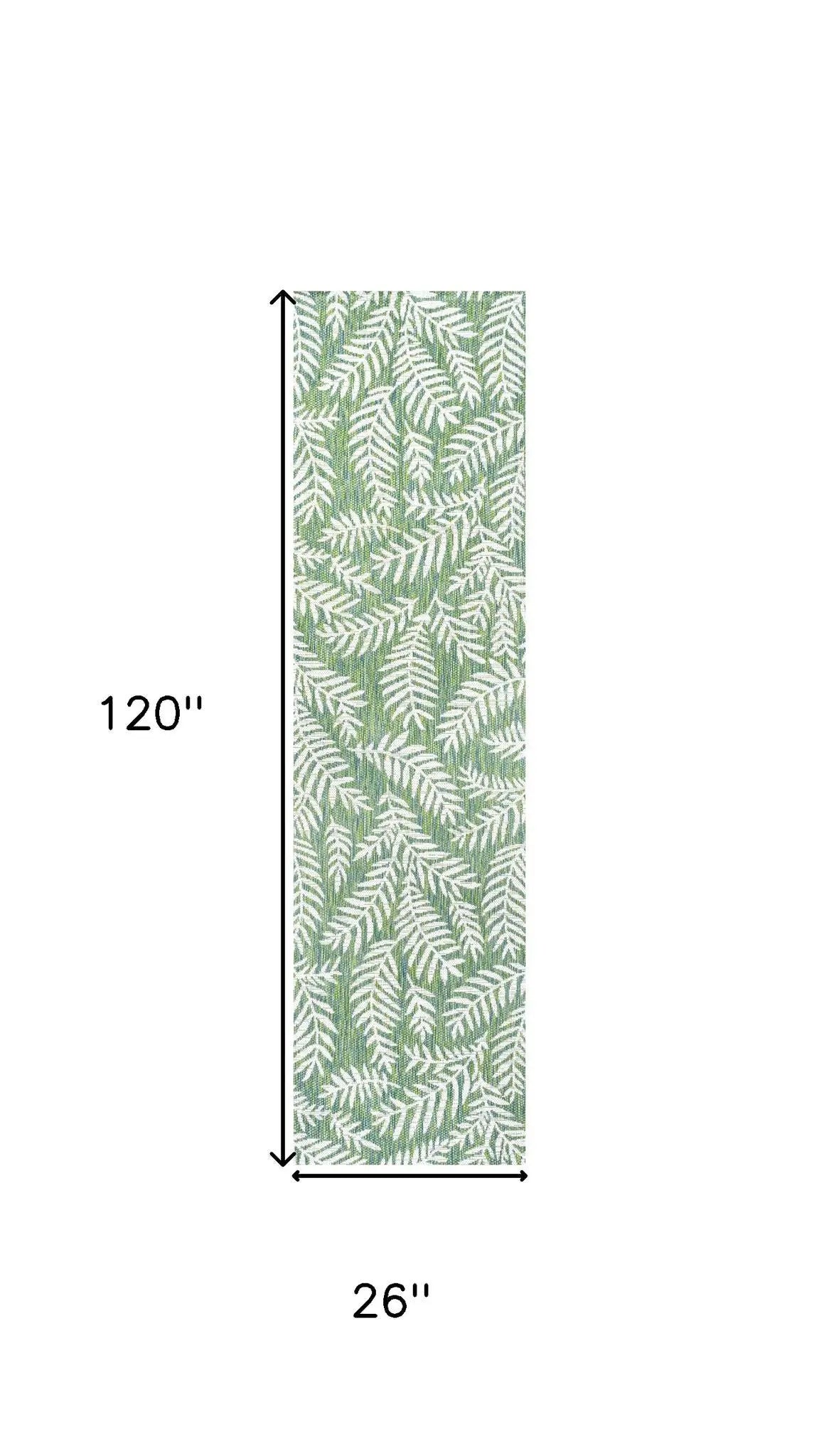 10' Cream And Green Floral Indoor Outdoor Runner Rug Homeroots Outdoor