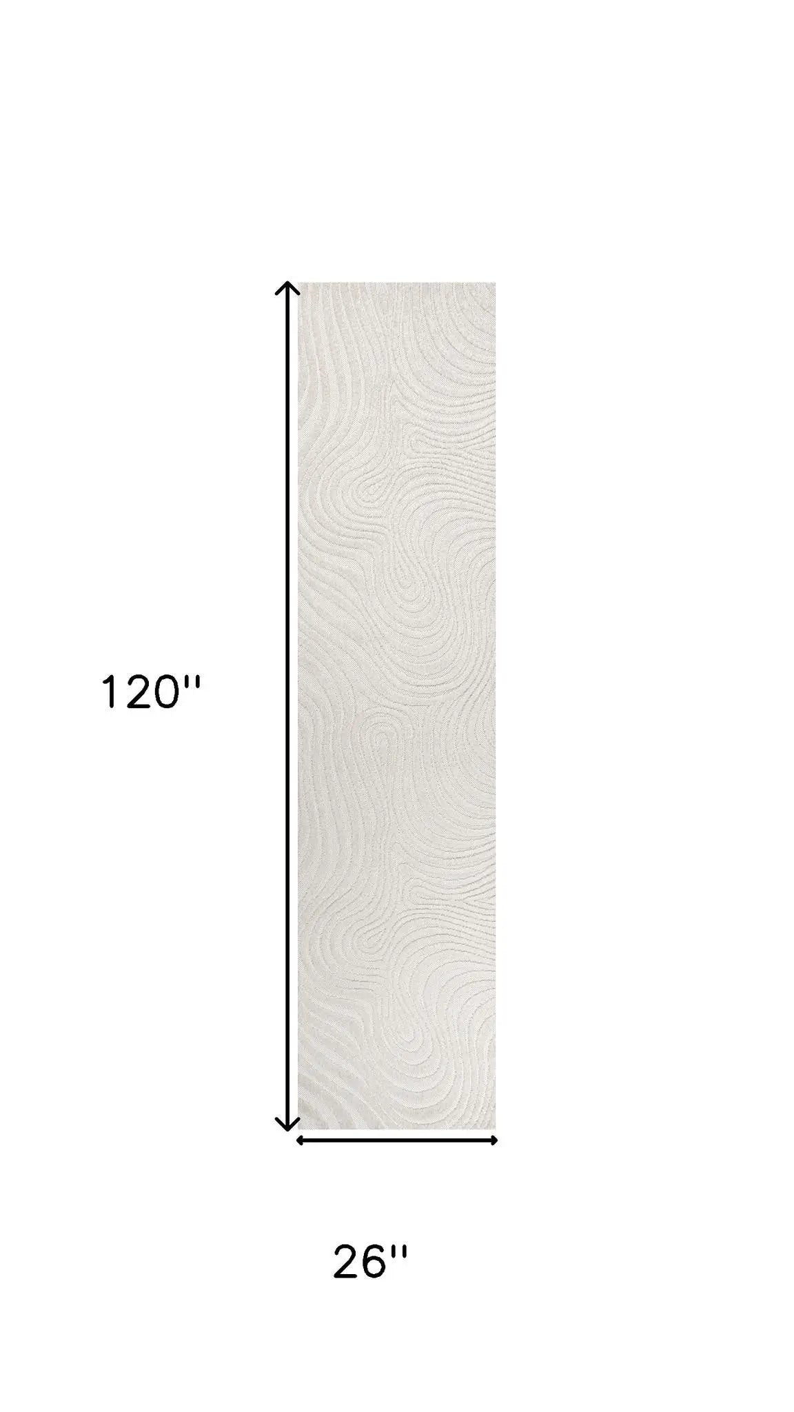 10' Cream And Ivory Abstract Indoor Outdoor Runner Rug Homeroots Outdoor