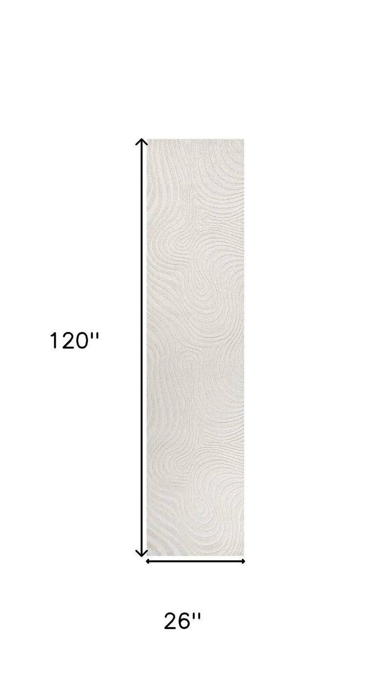 10' Cream And Ivory Abstract Indoor Outdoor Runner Rug Homeroots Outdoor