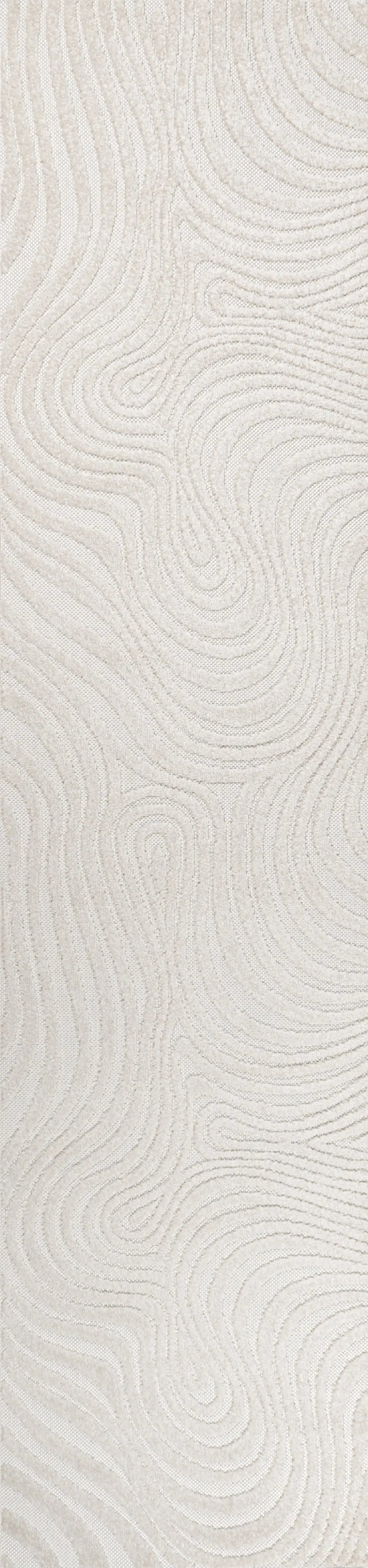 10' Cream And Ivory Abstract Indoor Outdoor Runner Rug Homeroots Outdoor