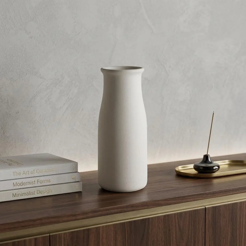 10" Cream Ceramic Cylinder Table Vase Homeroots Home Decor