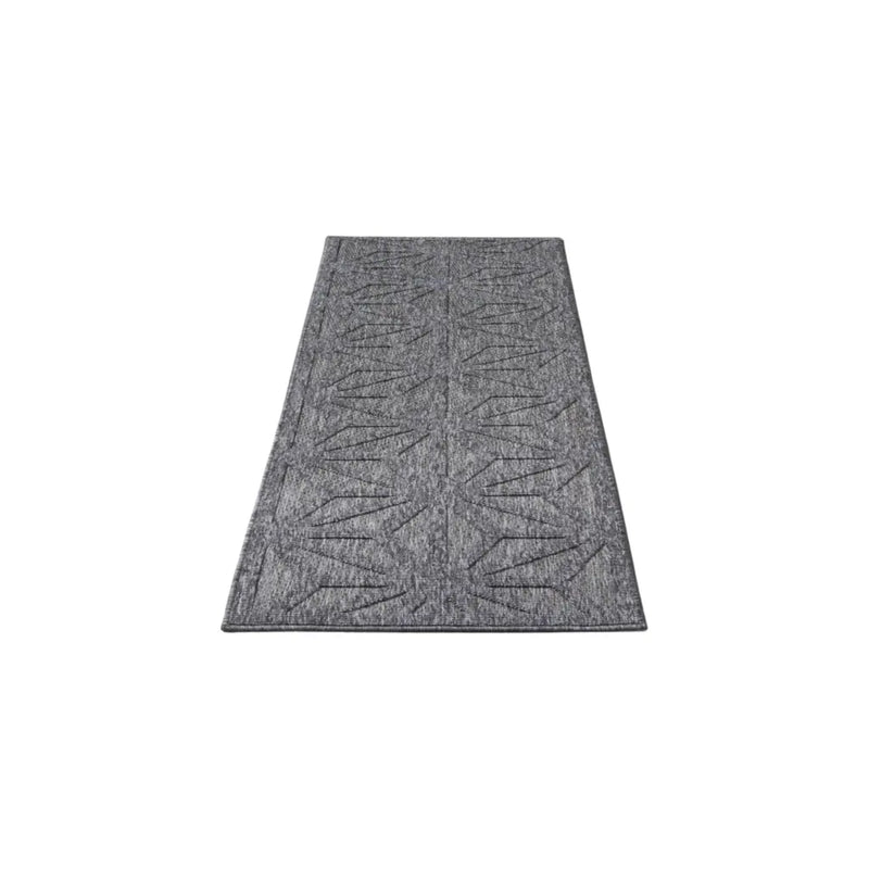 10' Dark Gray And Light Gray Geometric Indoor Outdoor Runner Rug - GreatEagleInc
