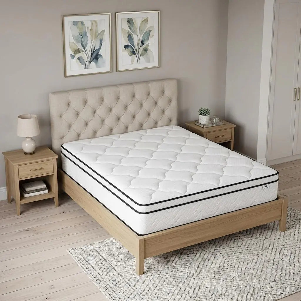 10" Full Double Gel Memory Foam Medium Chevron Hybrid Mattress Homeroots Bed & Bath