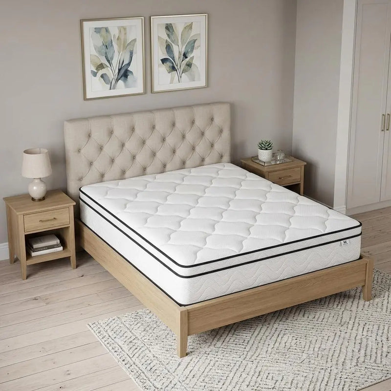 10" Full Double Gel Memory Foam Medium Chevron Hybrid Mattress Homeroots Bed & Bath