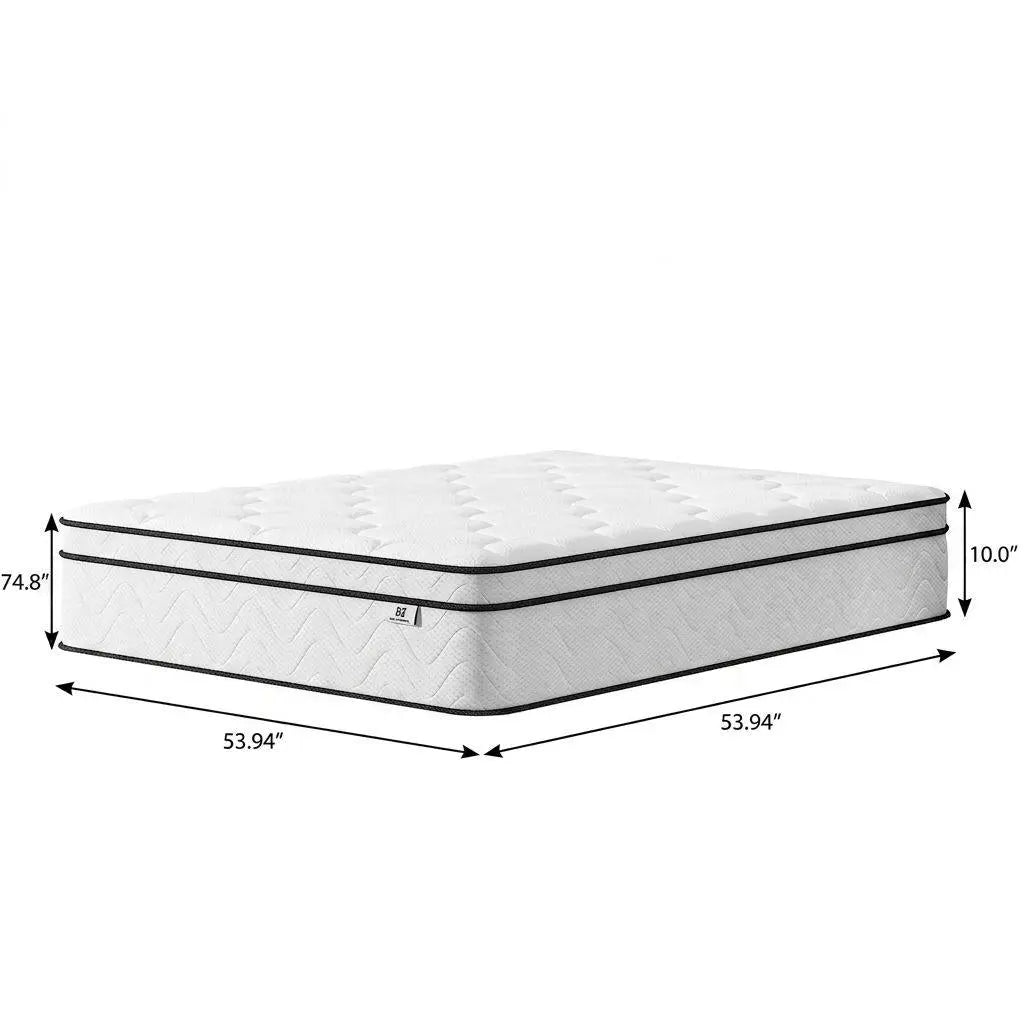 10" Full Double Gel Memory Foam Medium Chevron Hybrid Mattress Homeroots Bed & Bath