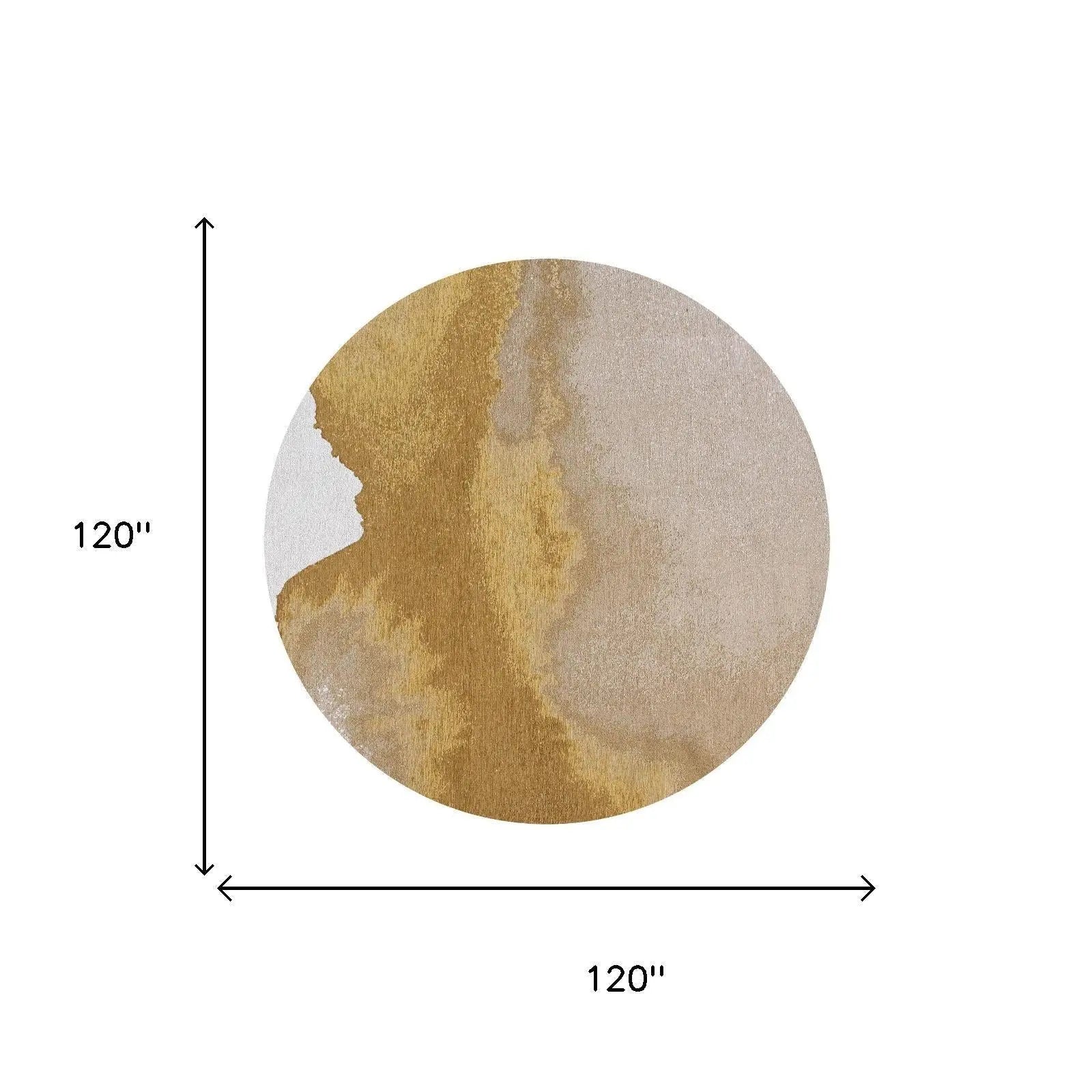 10' Gold And White Abstract Washable Round Rug With UV Protection Homeroots Home Decor