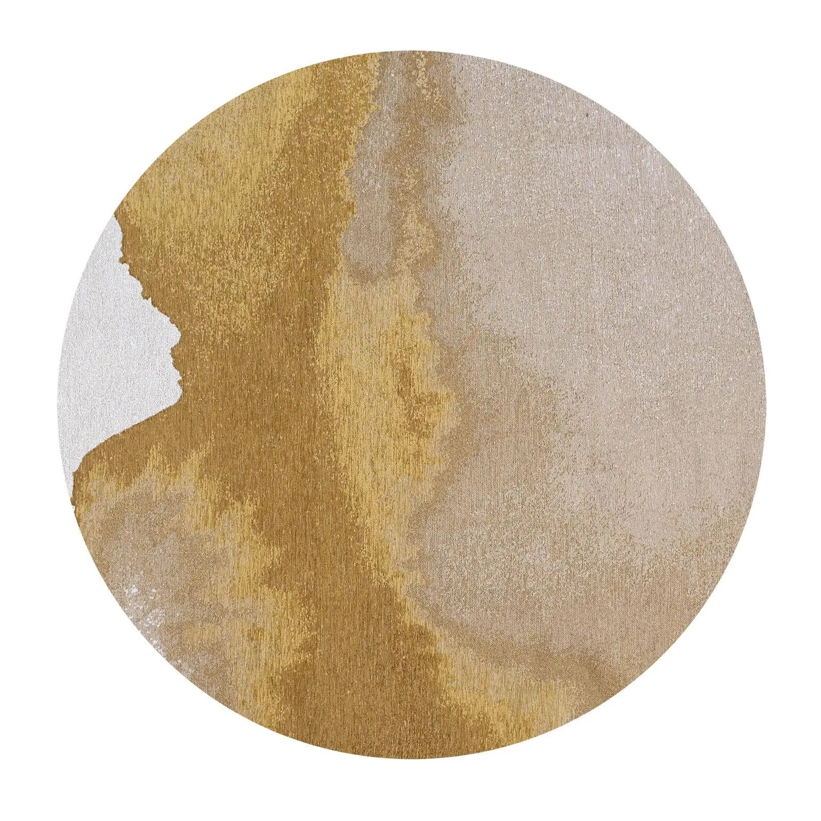 10' Gold And White Abstract Washable Round Rug With UV Protection Homeroots Home Decor