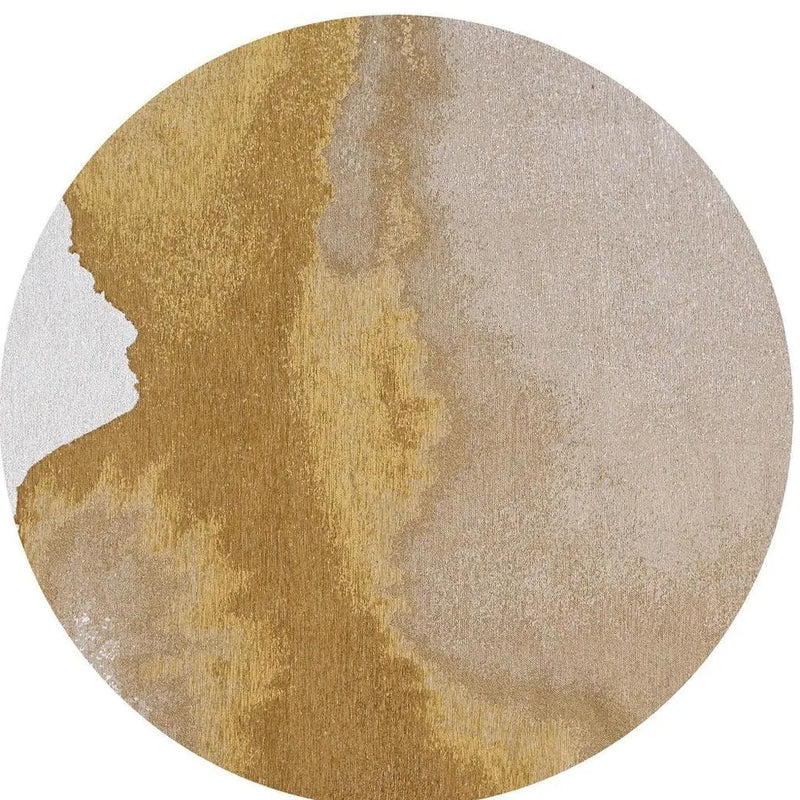 10' Gold And White Abstract Washable Round Rug With UV Protection Homeroots Home Decor