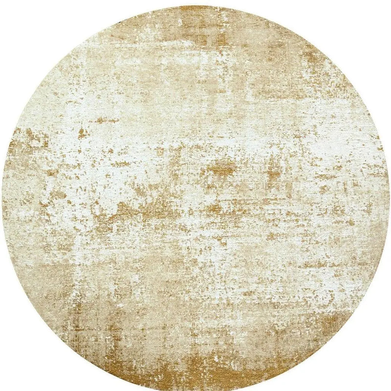 10' Gold And White Abstract Washable Round Rug With UV Protection Homeroots Home Decor