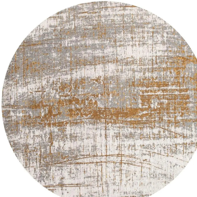 10' Gold And White Abstract Washable Round Rug With UV Protection Homeroots Home Decor