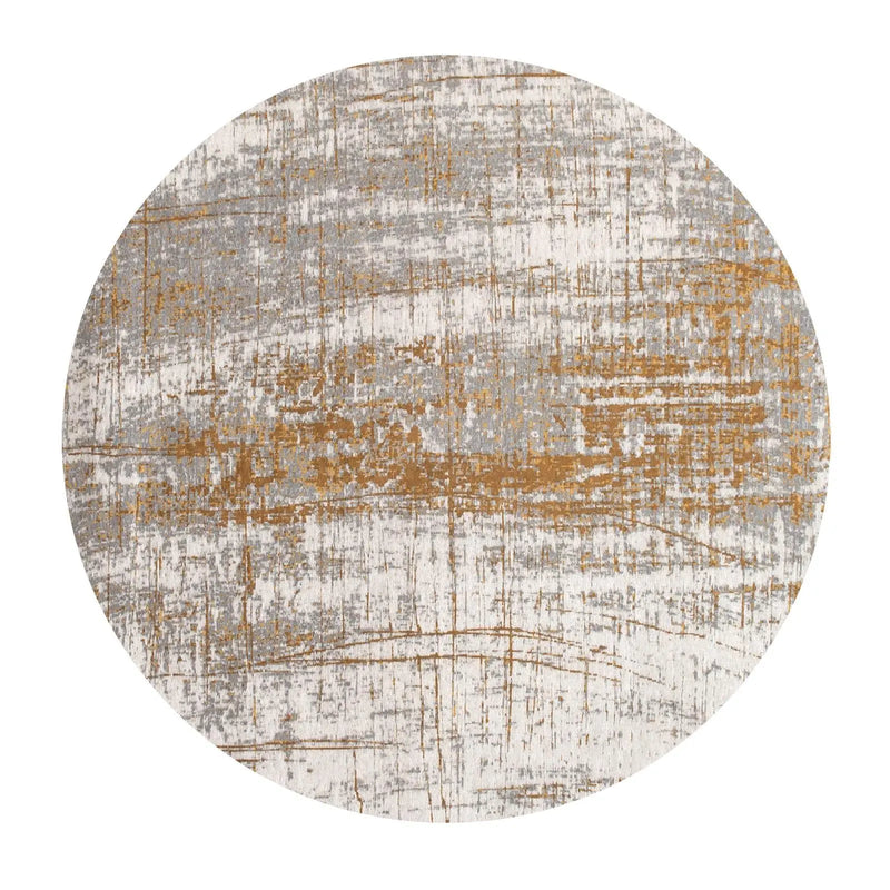 10' Gold And White Abstract Washable Round Rug With UV Protection Homeroots Home Decor