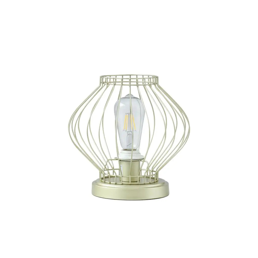 10" Gold Bedside Table Lamp With Gold Cage Shade Homeroots Lighting