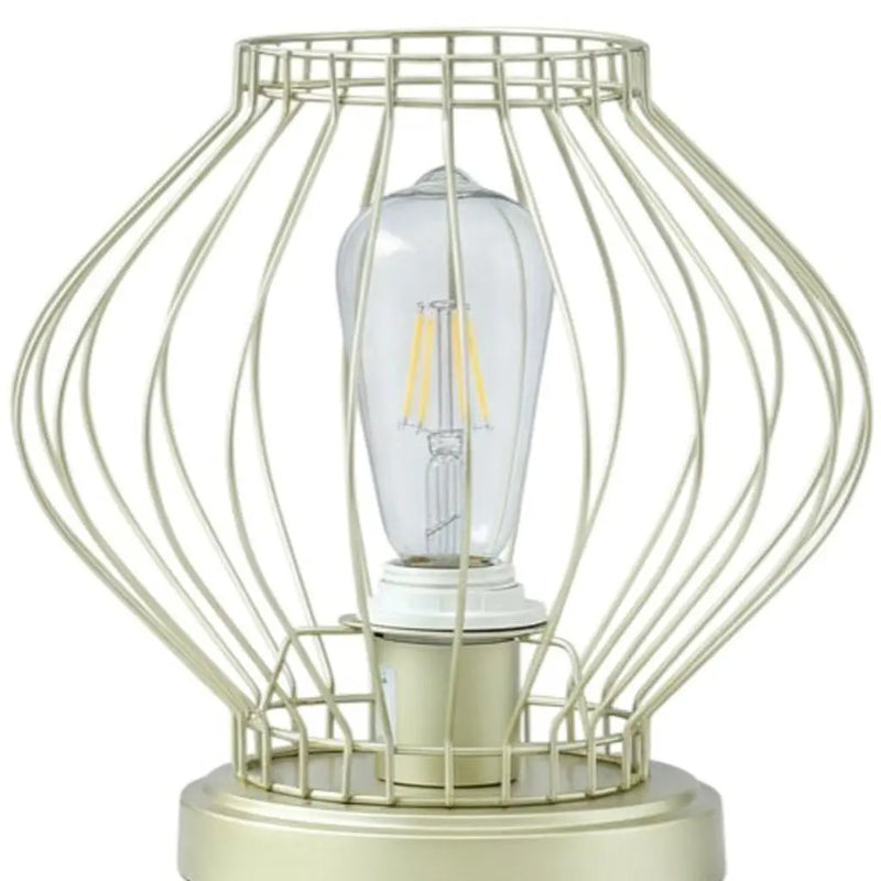 10" Gold Bedside Table Lamp With Gold Cage Shade Homeroots Lighting