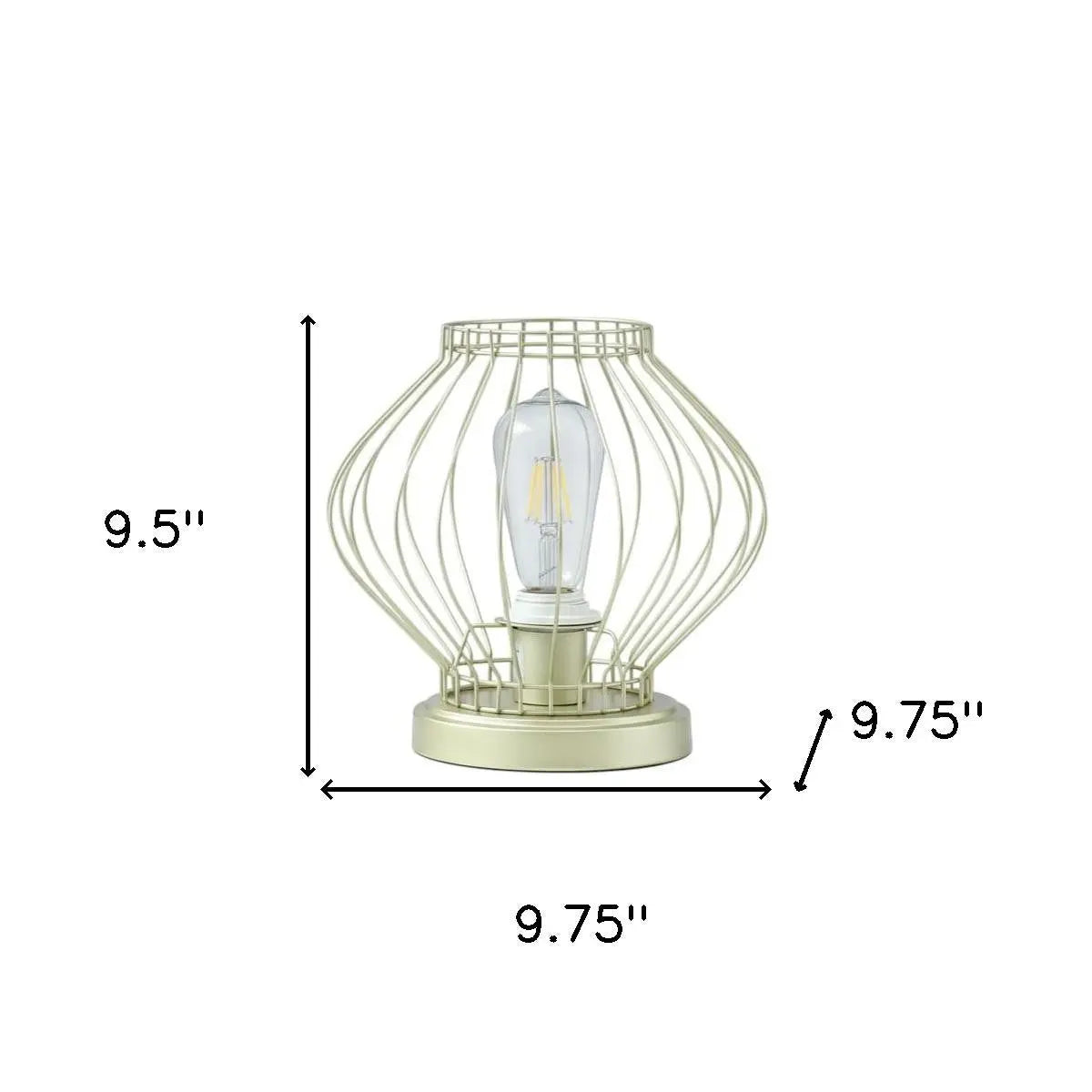 10" Gold Bedside Table Lamp With Gold Cage Shade Homeroots Lighting