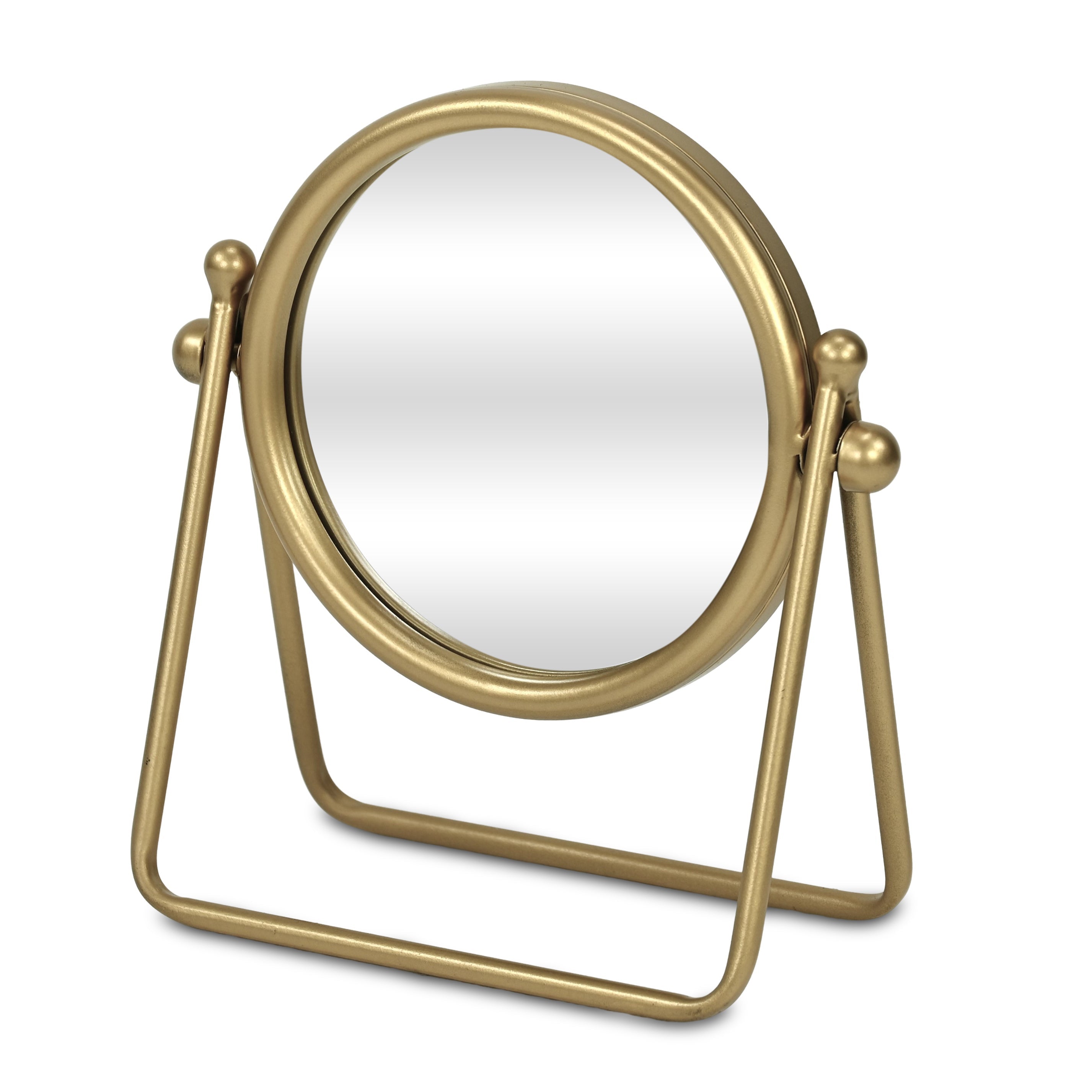 10" Gold Metal Round Tilting Framed Makeup Shaving Tabletop Mirror Homeroots Bed & Bath